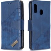 BINFEN Croco Book Case - Geschikt voor Samsung Galaxy A20e Hoesje - Blauw