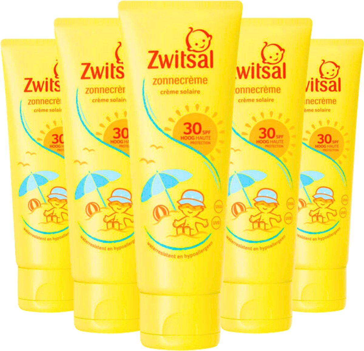 Zwitsal Kids Zonnecreme SPF30+ - Zonnebrand Creme - 5 x 75ml