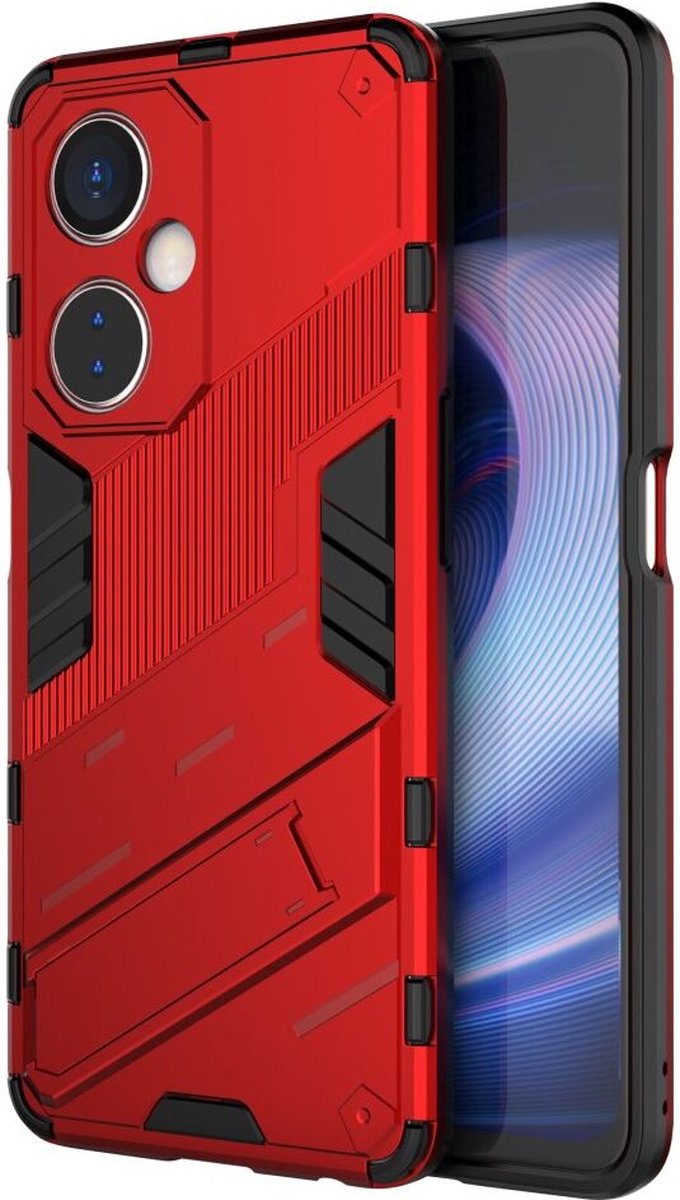 OnePlus Nord CE 3 Lite Hoesje Shockproof Kickstand Back Cover Rood