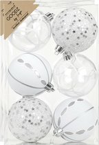 Inge Christmas Goodz luxe kerstballen- 12x - 8 cm -kunststof -zilver/wit