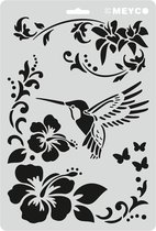 Sjabloon Kolibrie met Bloemen A4