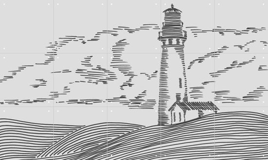 IXXI Storm Coming at the Lighthouse - Wanddecoratie - Line art - 100 x 60 cm