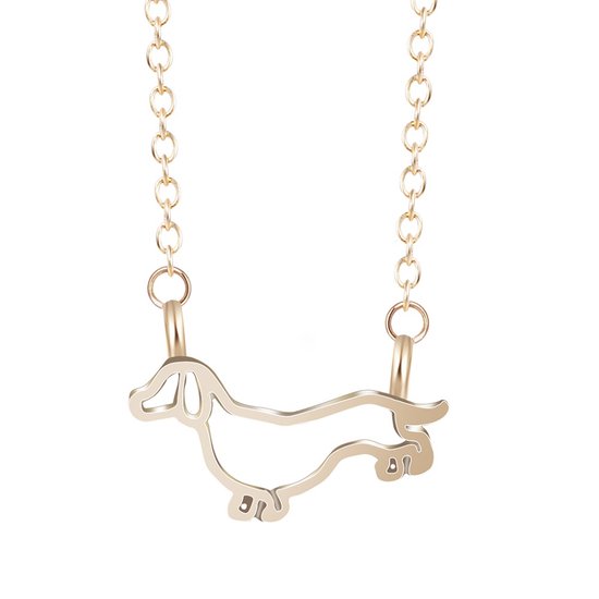 MyDogGifts - Teckel Ketting Outlined - (Rose) Goud