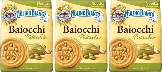 MULINO BIANCO Baiocchi - biscuits fourrés à la pistache 240g (3 paquets)