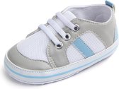 Wit/blauwe sneakers - Textiel - Maat 18 - Zachte zool - 0 tot 6 maanden