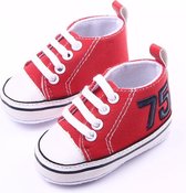 Rode sneakers - Textiel - Maat 19/20 - Zachte zool - 6 tot 12 maanden