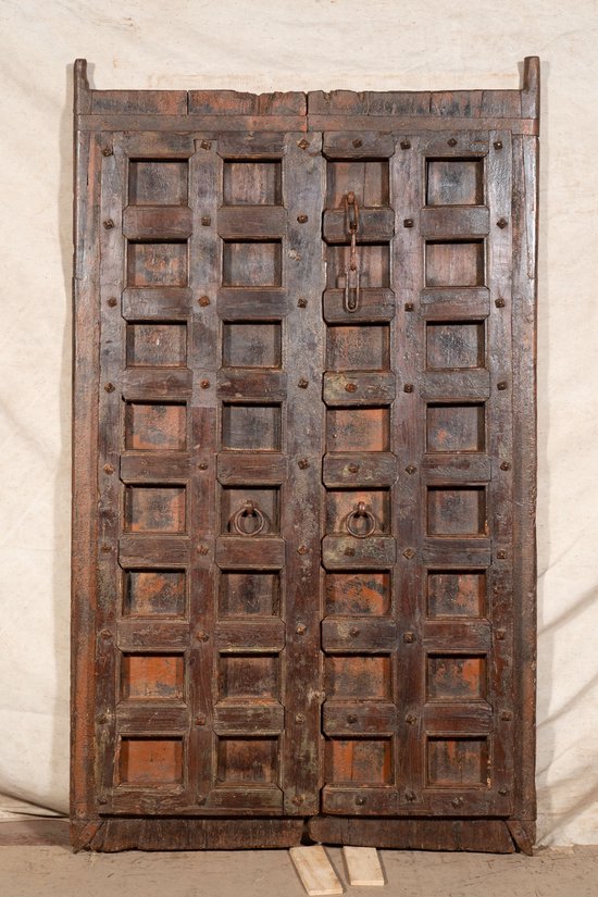 Porte en bois Massief et fer pour intérieur ou extérieur ancien et antique  médiéval | bol