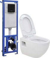 vidaXL - Hangend - toilet - met - hoge - verbogen - stortbak - keramiek