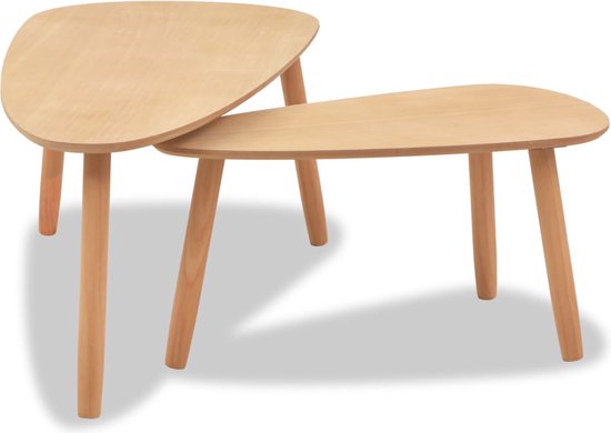 Ensemble de table basse en bois de pin massif brun 2 pièces