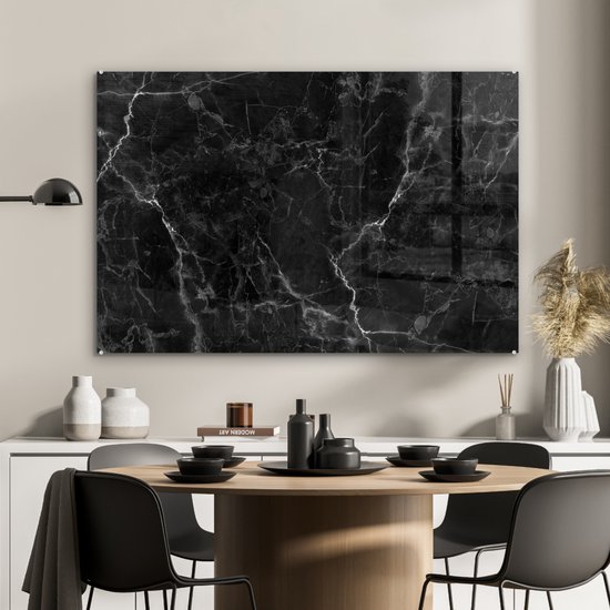 Tableau verre marbre - Zwart - Luxe - Design - Aspect marbre - Photo sur  verre -... | bol.com