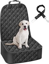 Voorste hondenstoelhoes, Heavy Duty hondenstoelhoes met 1 elastische hondengordel, waterdichte volledige bescherming met zijflappen Past op alle auto's Vrachtwagens SUV (Front Dog Car Seat)