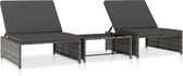 vidaXL-Tuinstoelen-2-st-verstelbaar-met-tafel-poly-rattan-grijs