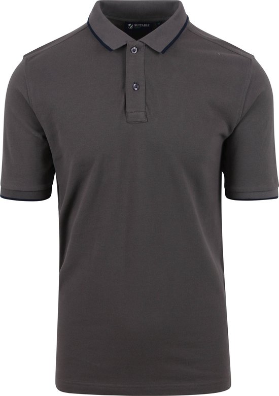 Suitable - Respect Polo Tip Ferry Antraciet - Regular-fit - Heren Poloshirt Maat L