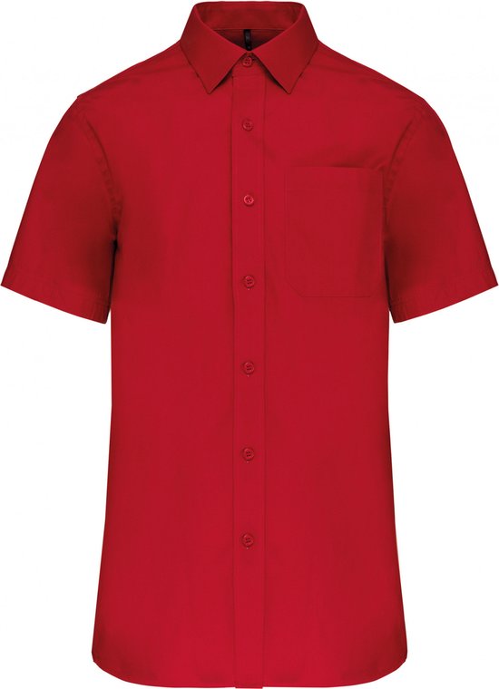 Overhemd Heren S Kariban Korte mouw Classic Red 100% Katoen