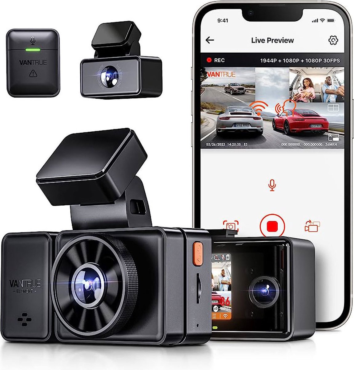 Vantrue N4 Pro Triple 3CH 4K Wifi GPS dashcam - Allcam