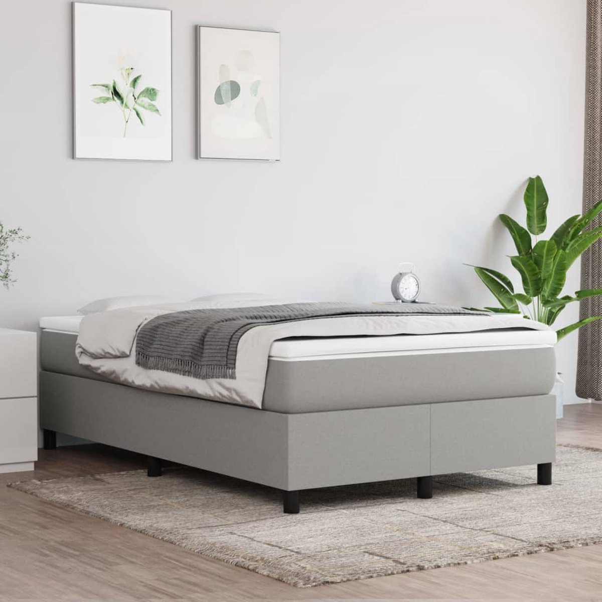 vidaXL - Boxspring - bed - 120x200 - cm - stof - lichtgrijs