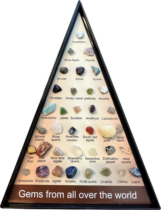 Gemstones and Minéraux World Collection - 36 mini pierres dans un emballage pyramidal - Pierres roulées