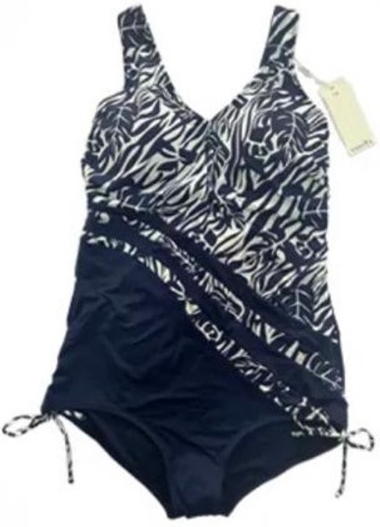 Zwempak Vrouwen Grote maten Badpak Dames Badmode Bikini Swimwear VC722 Zwart wit...