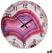 Muurklok Marmer Roze Kristal 30 x 4 x 30 cm (4 Stuks)