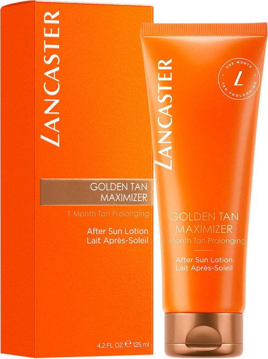 Lancaster Golden Tan Maximizer After Sun Lotion 125 ml in oranje tube met kartonnen verpakking.