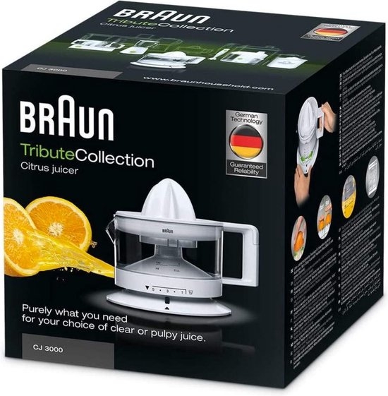Uiterlijke kenmerken - Braun BRAUN_785701 - Braun TributeCollection CJ 3000 WH - Elektrische citruspers - Wit