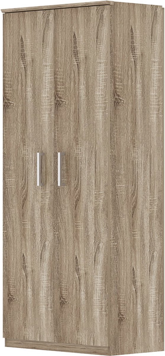 Schoenenkast Graham Sonoma - Breedte 80 cm - Hoogte 183 cm - Diepte 36 cm - Met planken - Met openslaande deuren