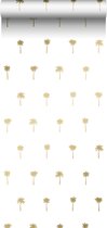ESTAhome behangpapier palmbomen wit en goud - 139158 - 0,53 x 10,05 m