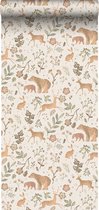 ESTAhome papier peint forêt avec animaux de la forêt blanc cassé et beige - 139525 - 53 cm x 10,05 m
