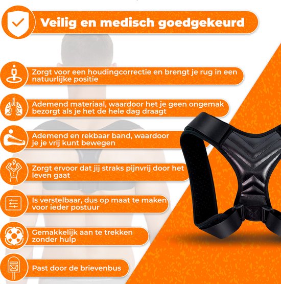 Luxegoed ®Rug- schouders & Nek | Postuur Corrector | Rugbrace | Schouder Corrector | Rug corrector | posture corrector | Verstelbaar | Unisex | Alle maten beschikbaar