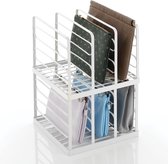 Clutch Organizer – praktische handtassen opbergen met 5 vakken voor clutches, portemonnees, kaartenetuis enz. – hoge portemonnee plank van metaal – set van 2 – mat wit