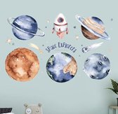 Stickerkamer® muursticker planeten en ruimteschip voor in de kinderkamer | jongens | meisjes | slaapkamer | wanddecoratie