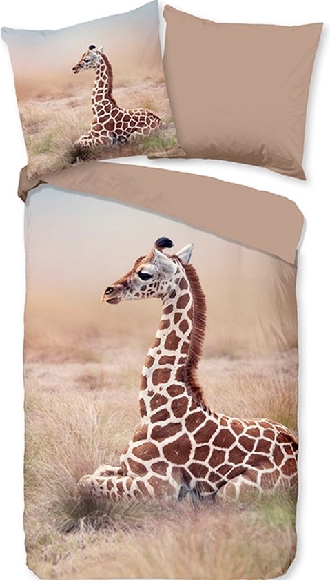 Good Morning Kinderdekbedovertrek "giraf" - Zand - (140x200/220 cm) - Katoen