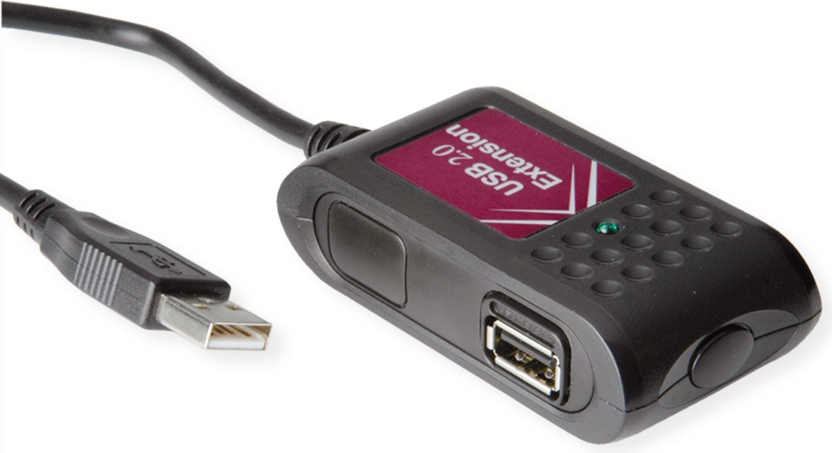 VALUE USB 2.0 verlenging, 2 voudig, zwart, 5 m
