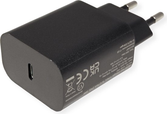 VALUE USB oplader met eurostekker, 1 poort (Type-C PD), 25W