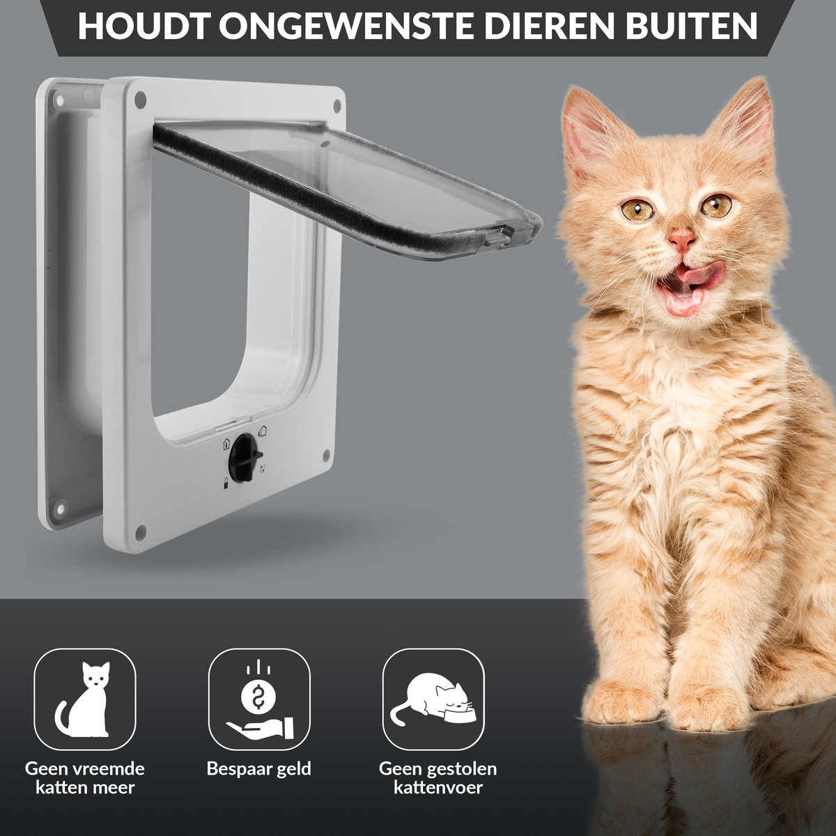 Lunspets – Kattenluik met Tunnel en Magnetische Sluiting – 23.5x27x5.5 cm - Waterdicht - Wit thumbnail 5