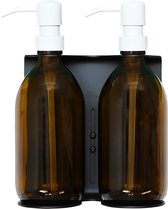 Porte-pompe à savon Acier inoxydable Zwart avec Distributeurs de savon | Double | 300 ml blanc mat