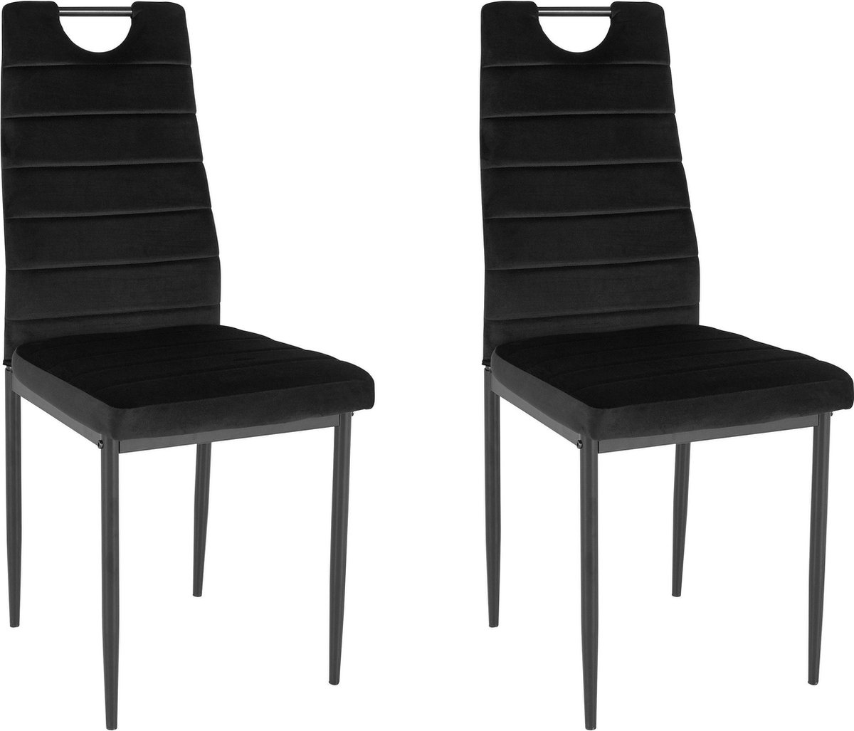 Notio Living Mandy-Eetkamerstoel - Zwart Fluweel - Set van 2