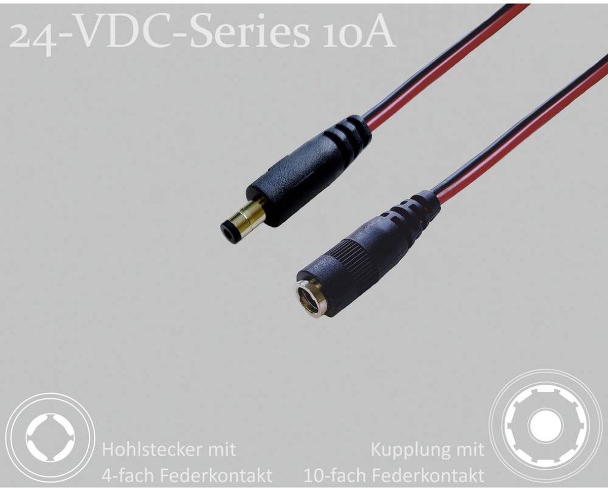 BKL Electronic DC-connector Holle DC-stekker - DC-koppeling 5.5 mm 2.1 mm 5.5 mm 2.1 mm 2 m 1 stuk(s) Single