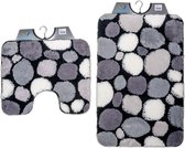 Wicotex - Badmat set met Toiletmat - WC mat met uitsparing stenen - Antislip onderkant