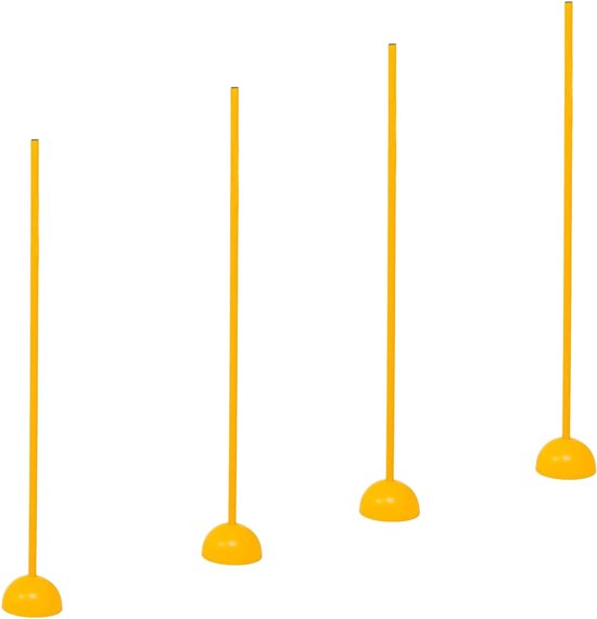 Set van 4 slalompalen met "voet" - Slalomstangen 120 cm - Voetbal en andere sporten - Hordenstangen