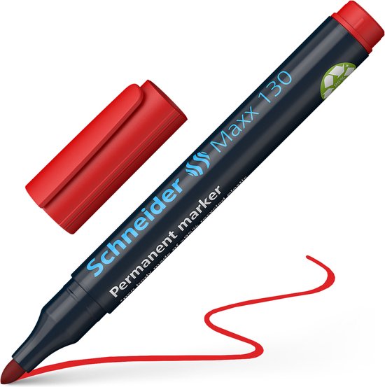 Marqueur Schneider Maxx 130 permanent, pointe ronde rouge lot de 10