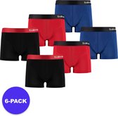 Apollo (Sports) - Bamboe Boxershorts Jongens - Multi Rood - Maat 110/116 - 6-Pack - Voordeelpakket
