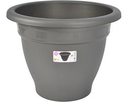 Grijze ronde plantenpot/bloempot kunststof diameter 50 cm - Plantenbakken/bloembakken voor buiten