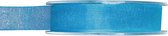 1x Hobby/decoratie turquoise organza sierlinten 1,5 cm/15 mm x 20 meter - Cadeaulint organzalint/ribbon - Striklint linten blauw