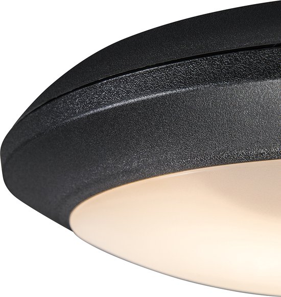 QAZQA umberta - Moderne Plafondlamp met Bewegingsmelder | Bewegingssensor | sensor voor buiten - 2 lichts - Ø 350 mm - Zwart - Buitenverlichting - QAZQA