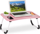 Relaxdays laptoptafel inklapbaar - roze - schoottafel laptop bank - bedtafel - knietafel