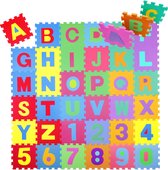 Aerend - Speelmat XL - 72 delig Puzzelmat met letters & cijfers - Eva Foam speelkleed voor baby's & kinderen, 180x180 cm