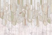 Fotobehang - Vlies Behang - Abstracte Veren en Stenen Kunst - 416 x 254 cm
