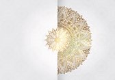 Fotobehang - Vinyl Behang - Mandala van Goud op Witte Achtergrond - 416 x 254 cm