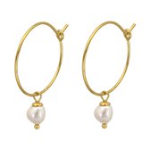 ARLIZI 2231 Boucles d'oreilles pendantes perle blanche - argent massif plaqué or - 2 cm